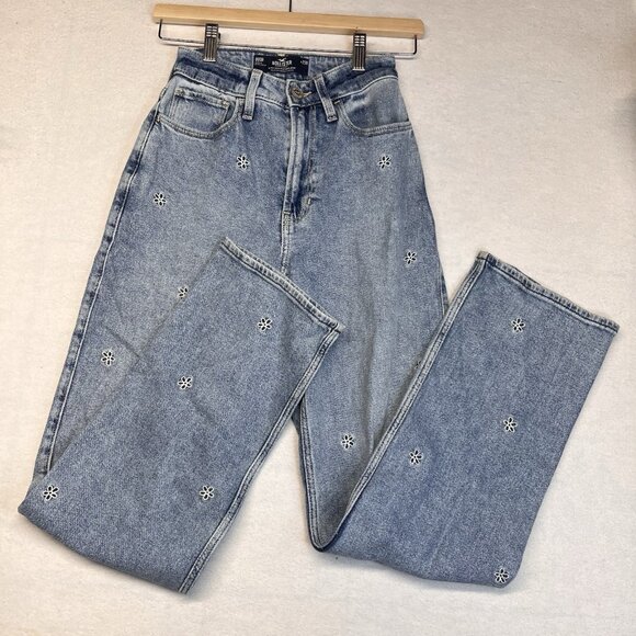 Hollister Denim - Hollister Daisy Embroidered Jeans Ultra High Rise Light Blue Wash Size 23R